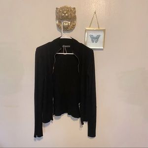 Zara Black Knit Knitwear Thin Zip Up Sweater Women’s Sz S